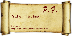 Priher Fatime névjegykártya